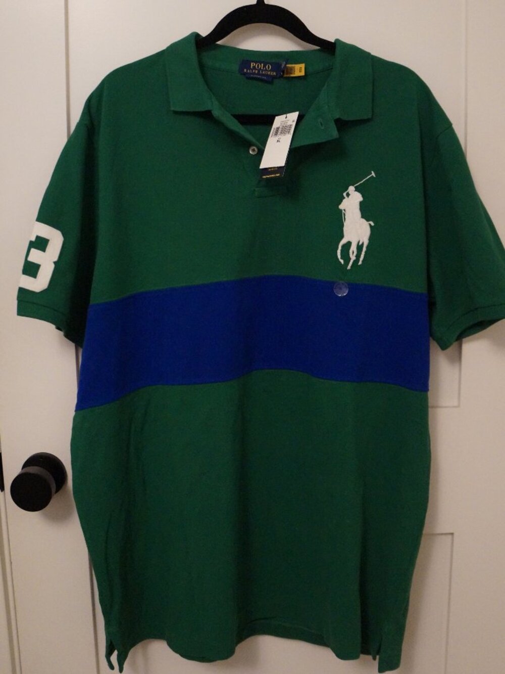 Men's Polo Ralph Lauren Classic Green Bold Stripe Polo Shirt #069